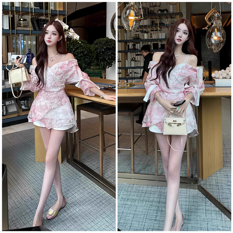 เดรสเชิ้ต Oganza ลายตาข่ายคุณภาพสูง Th68H