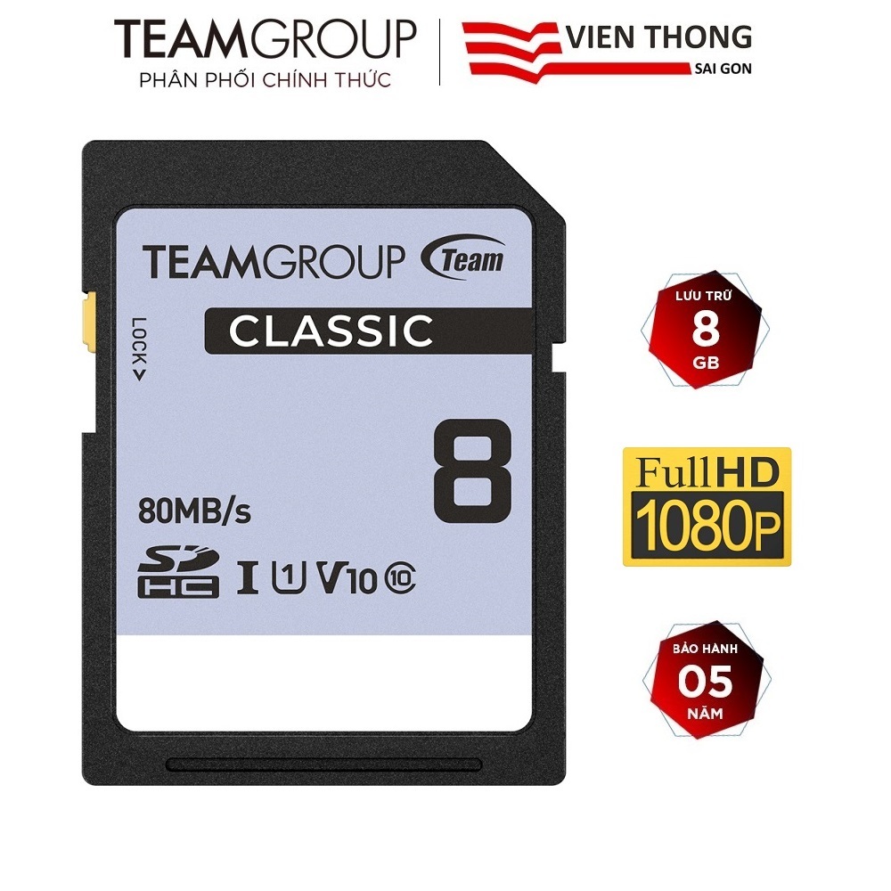 Team Group Classic 8GB UHS-I U1 V10 Class 10 SDHC การ์ดหน่วยความจํา (สําหรับกล้อง) - ตัวแทนจําหน่ายอ
