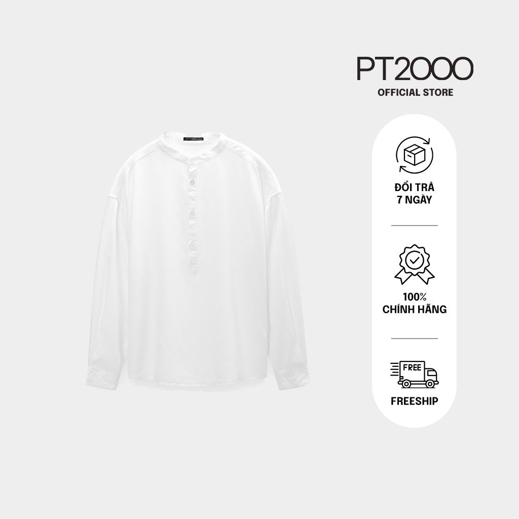 เสื้อคอเต่าสีขาวผู้ชาย PT2000 แขนยาว ผ้าคอตตอน ทรง Regular (SMM-N878)