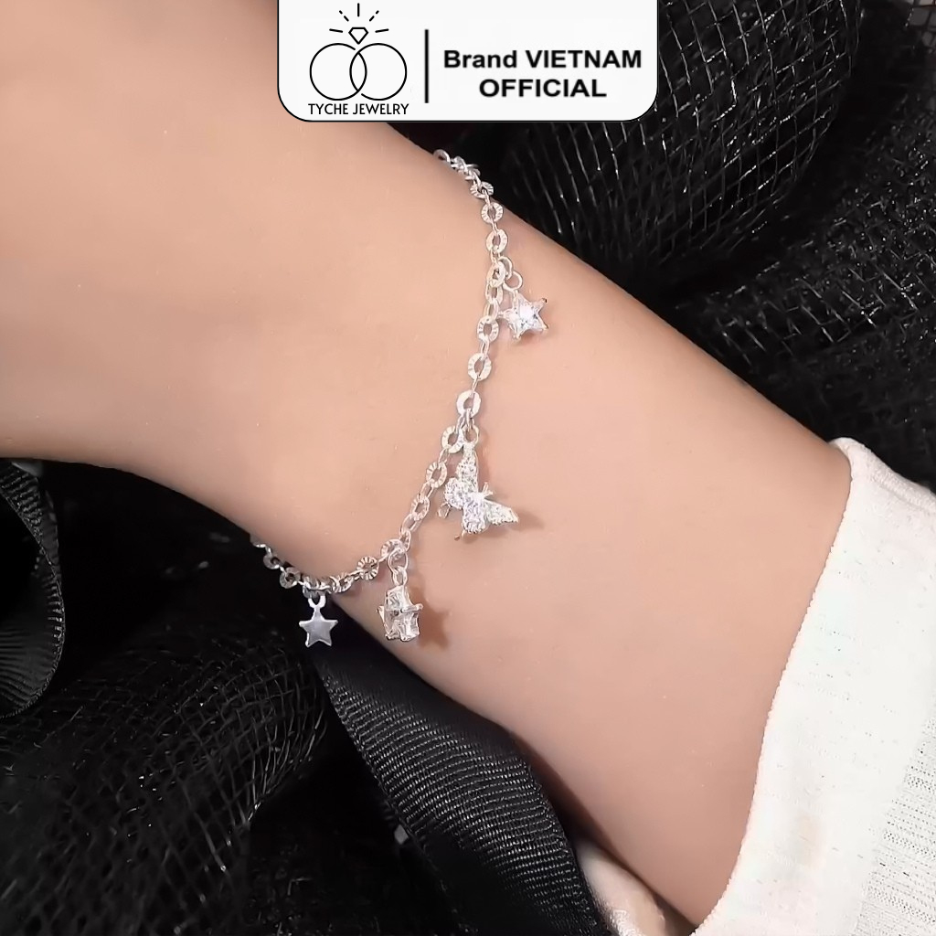 สร้อยข้อมือเงินผู้หญิง Tyche Butterfly หรูหรา สร้อยข้อมือหรูหราเหมาะสําหรับใส่ไปโรงเรียน ออกนอกบ้าน 