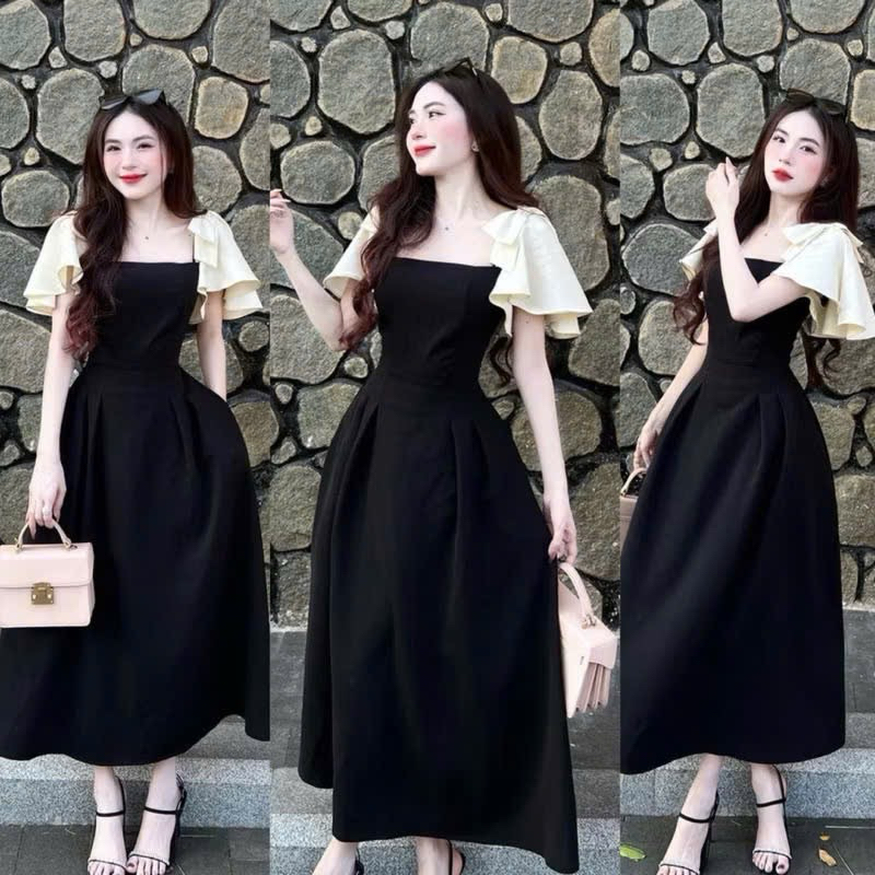 เดรส MAXI คอเหลี่ยม แขนรูด - ELEGANT, LADY & SUPER HACK SHAPE (MS404)