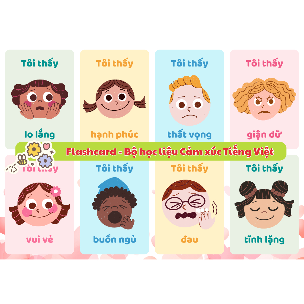บัตรคําศัพท์ 16 EMOTIONS - การ์ดวัสดุการเรียนรู้อารมณ์ - การ์ดเรียนรู้อัจฉริยะ - วัสดุการเรียนรู้สํา