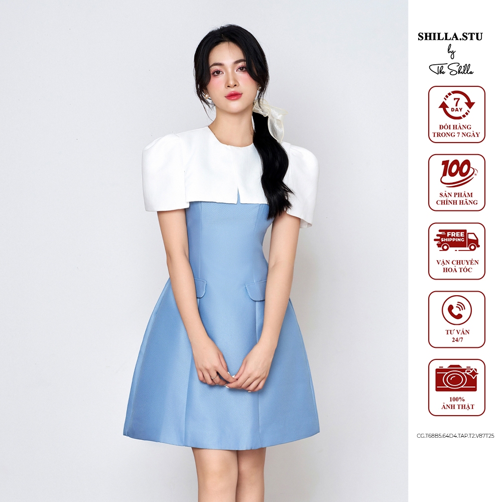 ชุดเดรสดีไซน์เนอร์ระดับไฮเอนด์สีน้ําเงินและสีขาวหรูหรา [รูปถ่ายจริง] The Shilla-CG.T68B5.64D4TAP.T2.