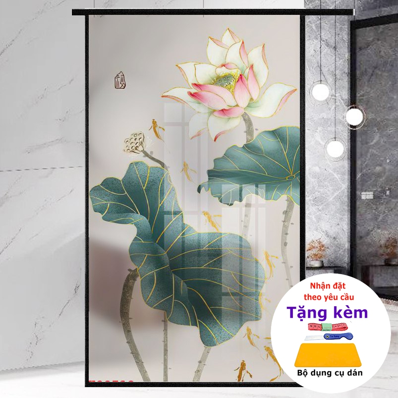 ราคาถูก anti-peeping lotus frosted glass Decal Hue decor shop (DK 43 - Sen7)
