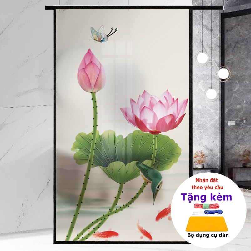 ราคาถูก anti-peeping lotus frosted glass Decal Hue decor shop (DK 43 - Sen6)