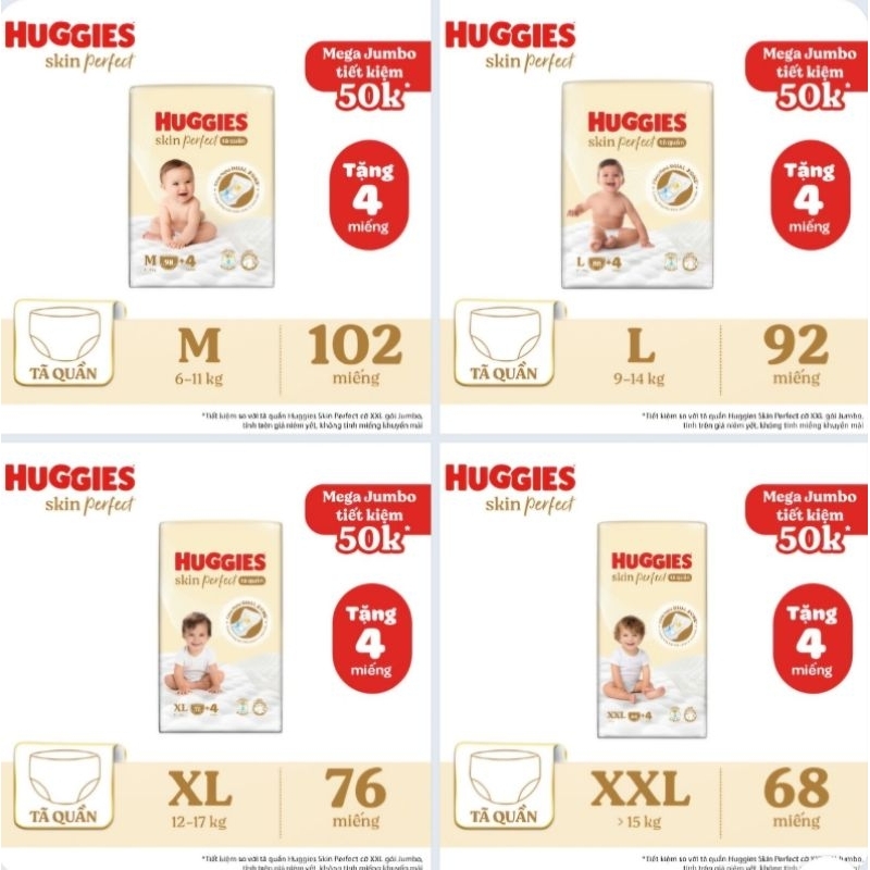 กางเกงผ้าอ้อม Huggies Skin Perfect ไซส์ M/L/XL