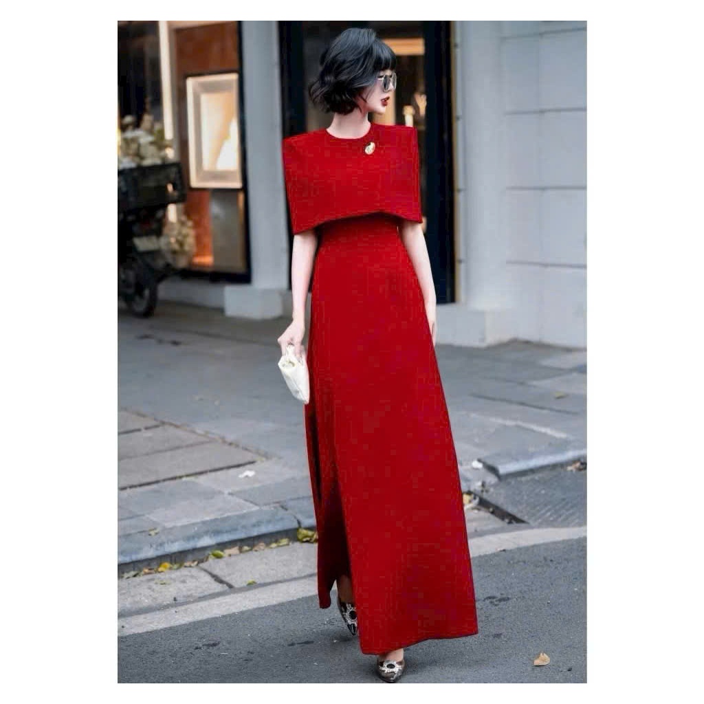 H172 โมเดิร์นระดับไฮเอนด์ ao dai ผสมผสานกับกางเกงขาม้าเข้ารูปสุดหรู (มีเสน่ห์) Akara Closet xuhuong