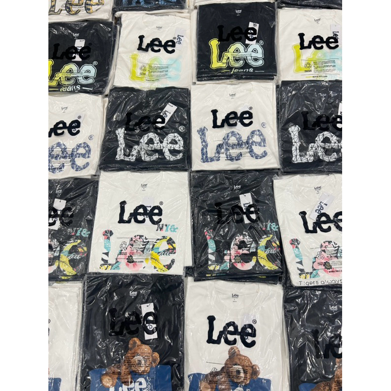 Lee biglogo เสื้อยืดผู้ชายและผู้หญิงหลายรุ่นของแท้