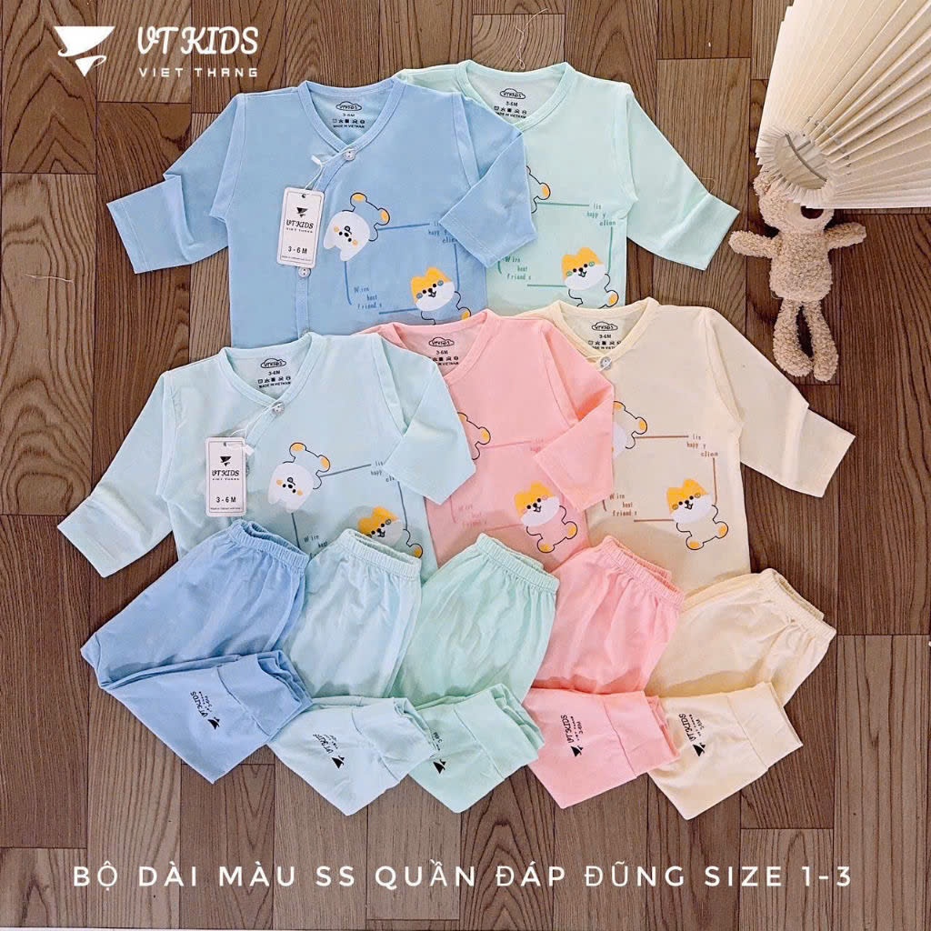 เสื้อผ้าใยไผ่สําหรับเด็กทารก -VTKIDS - LONG SLEEVES - SQUARES - นุ่ม ระบายอากาศได้ดี - 118