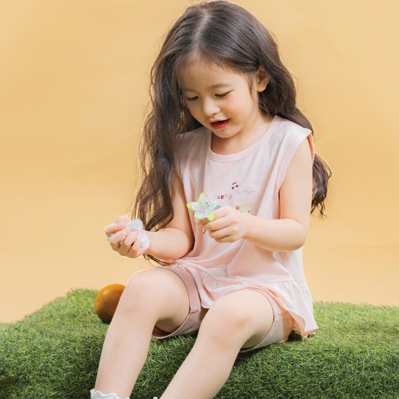 [Bu Baby (6M-5Y) ชุดเสื้อกล้ามและกางเกงขาสั้นเด็กผู้หญิง Bubaby Bamco BBC1443BG