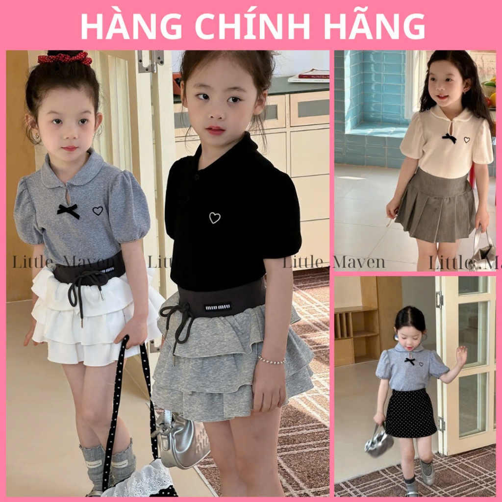 เสื้อโปโลเด็กผู้หญิง Little maven เสื้อแขนกุดเด็กผู้หญิง APL2025
