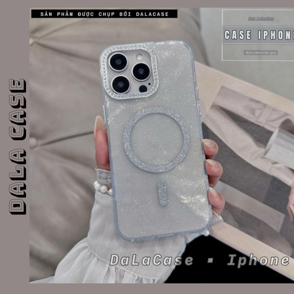 เคส Bling ใน STONE CAMERA พร้อมวงแหวน Magsafe สีเงิน