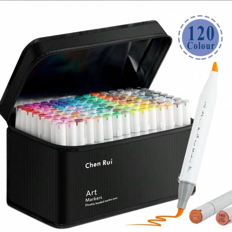 [หัวแปรง] สีมาร์กเกอร์ Chenrui พร้อมปลายแปรงขนนุ่มแอลกอฮอล์ 2 หัวแบบมืออาชีพ - ปากกาสีผิวเชี่ยวชาญใน