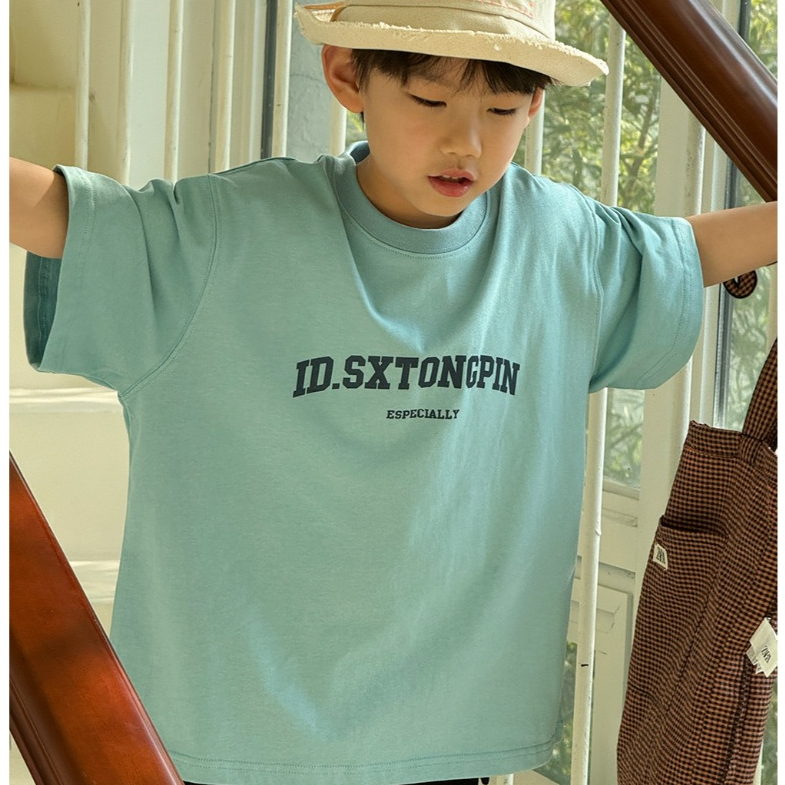 SXTONGPIN B82-21551 เสื้อยืดสีน้ําเงินสําหรับเด็กผู้ชายฤดูร้อนใหม่