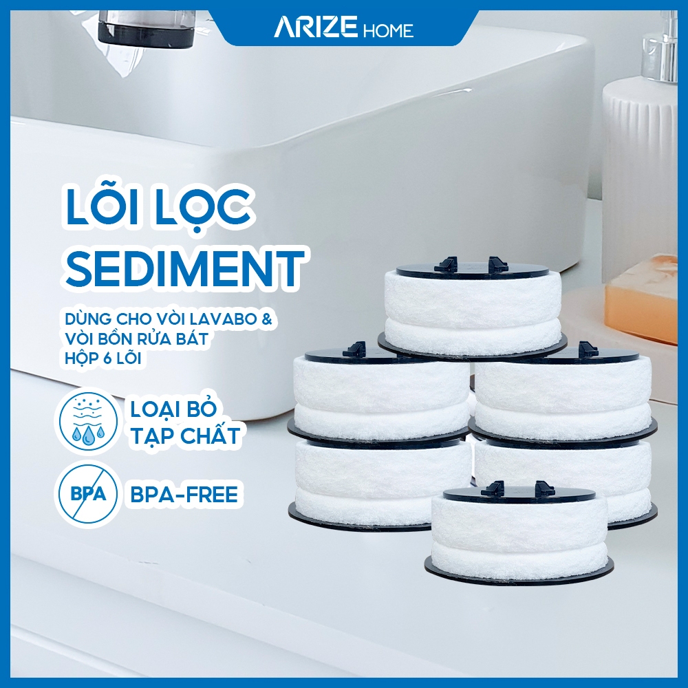 กล่ององค์ประกอบตัวกรองทดแทน 6 ชิ้นสําหรับเครื่องกรองน้ําก๊อกน้ํา ARIZE Dr.Oplus (ประเภทสําหรับอ่างล้