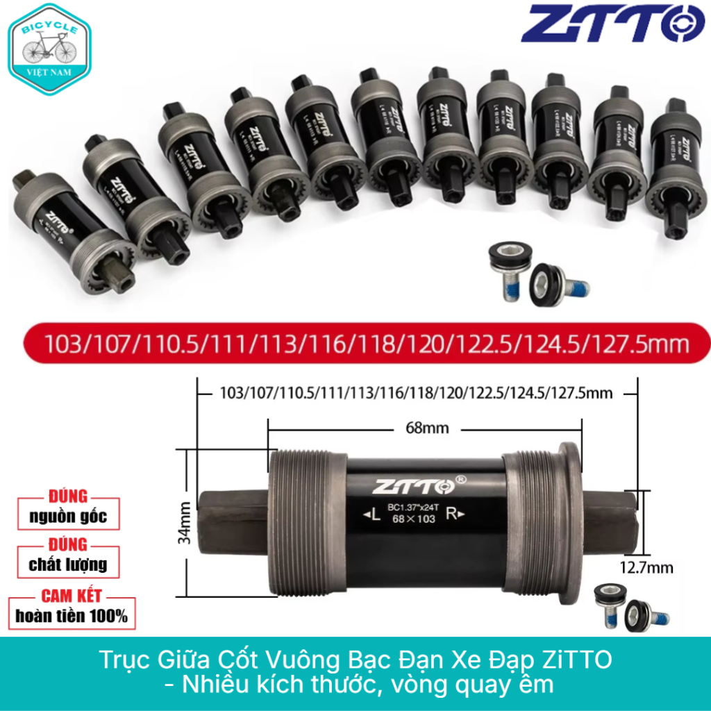 ZiTTO เพลากลางแบริ่งจักรยาน - หลายขนาด