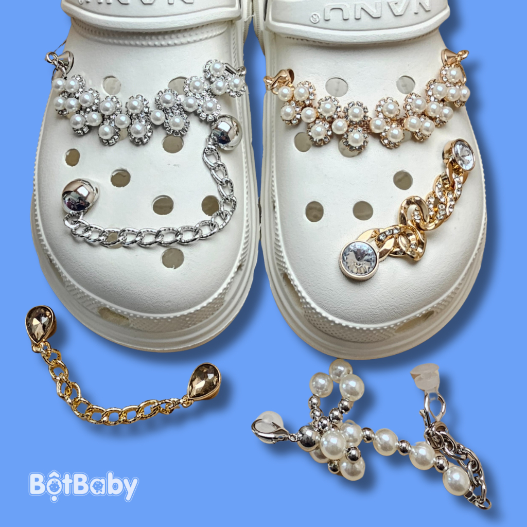 [B10] สติ๊กเกอร์ Metal, Charm, Jibitz ติดรองเท้าแตะ Crocs, รองเท้าแตะ jacuzzi, รองเท้าแตะจระเข้ได้หล