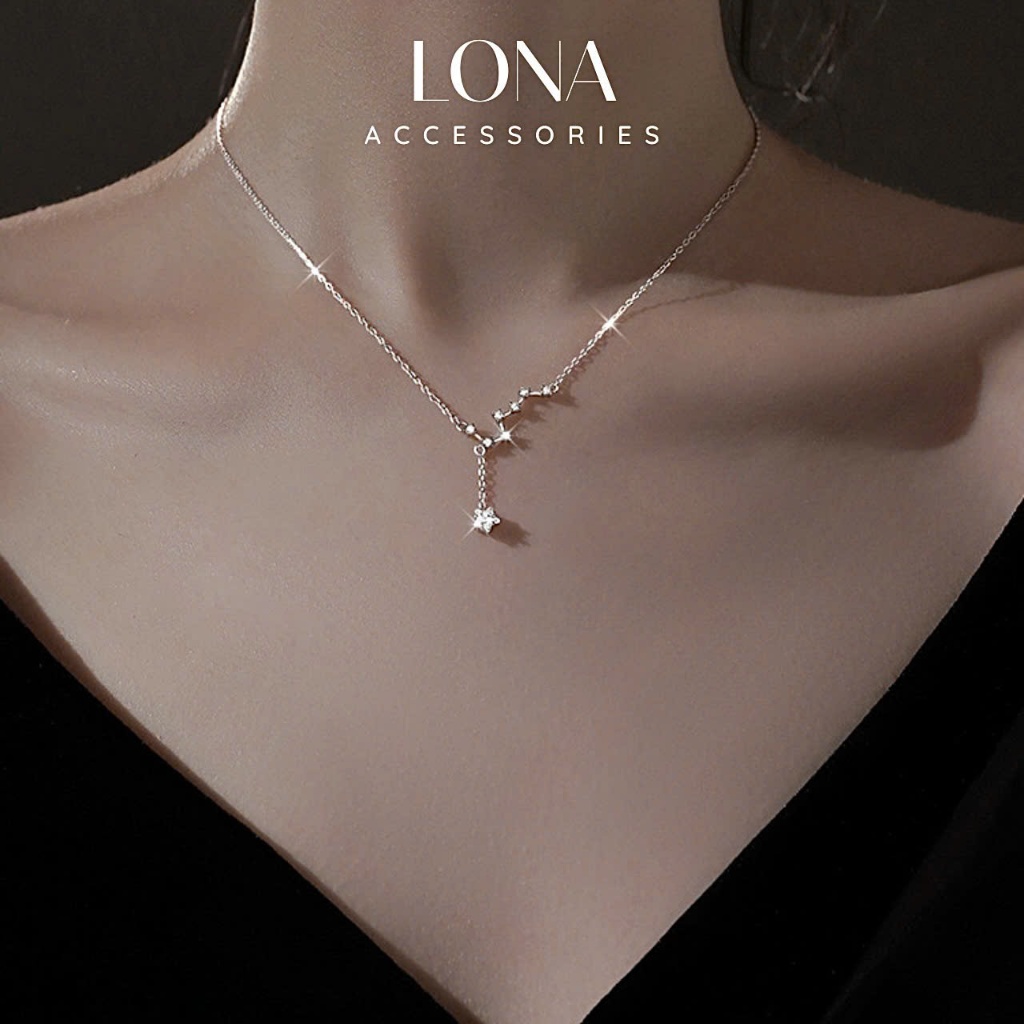 เงินสร้อยคอผู้หญิง Constellation Sap Bac Dau รูปร่างคริสตัลหรูหราหิน, S925 เงินวัสดุ, D017- LONA อุป