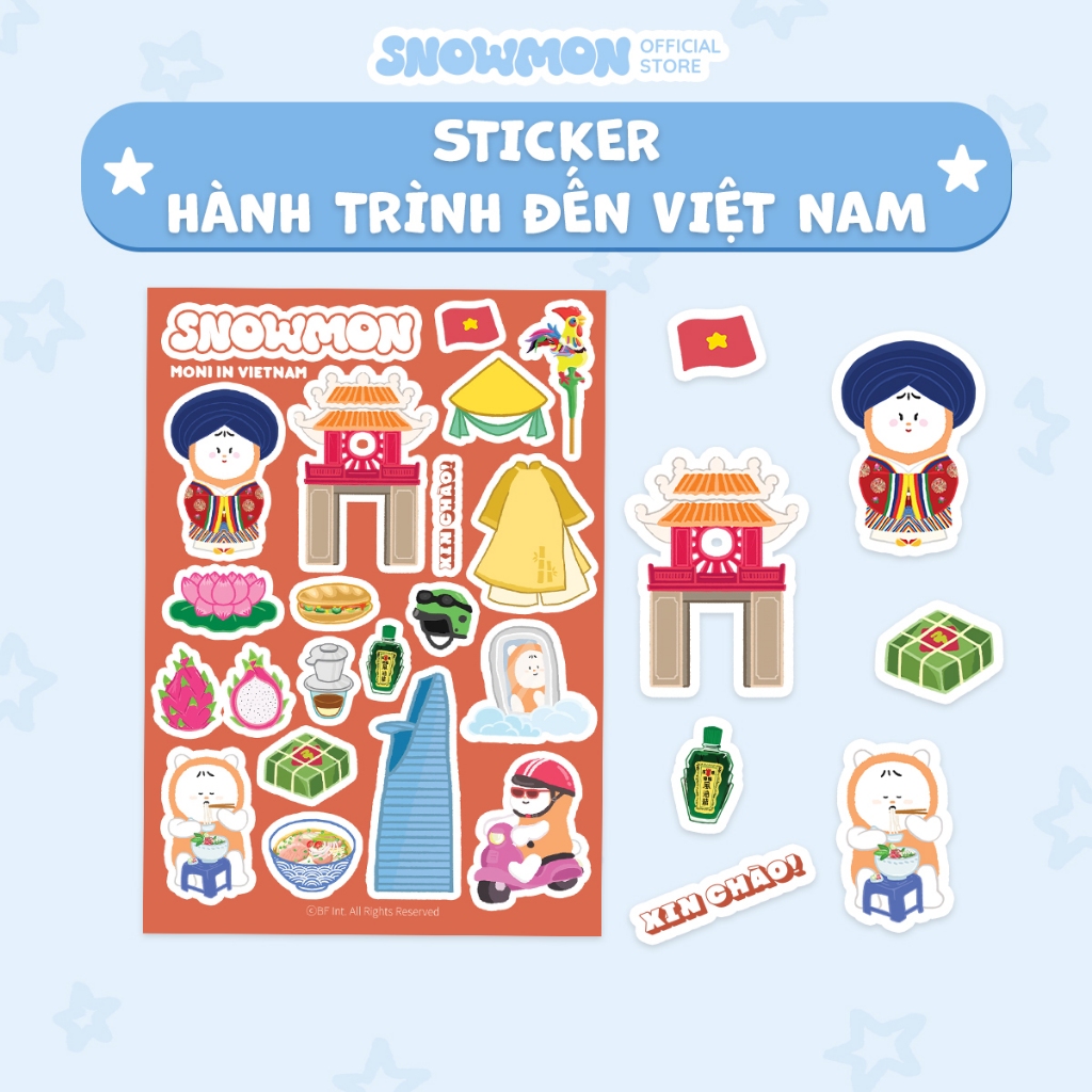 สติ๊กเกอร์ SNOW MON Monis Journey to Vietnam - สติ๊กเกอร์ Snowmon สุดน่ารัก