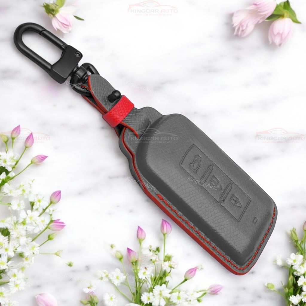 เคสกุญแจ 70 เคสกุญแจหนัง สีเทา-แดง, Mitsubishi Xpander, Outlander, Triton, Attrage, Xforce, Pajero S