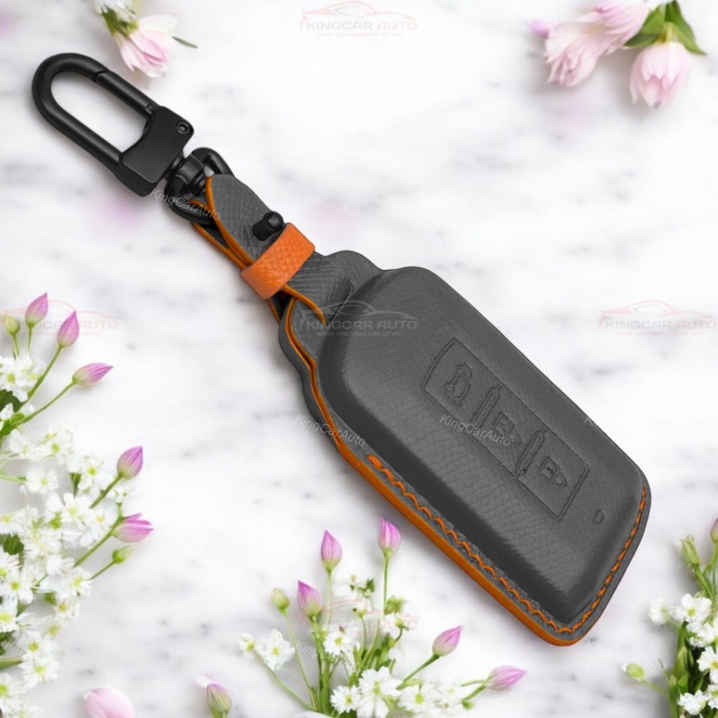 เคสกุญแจ 70 สีเทา-ส้ม - เคสกุญแจหนัง Mitsubishi Xpander, Outlander, Triton, Attrage, Xforce, Pajero 