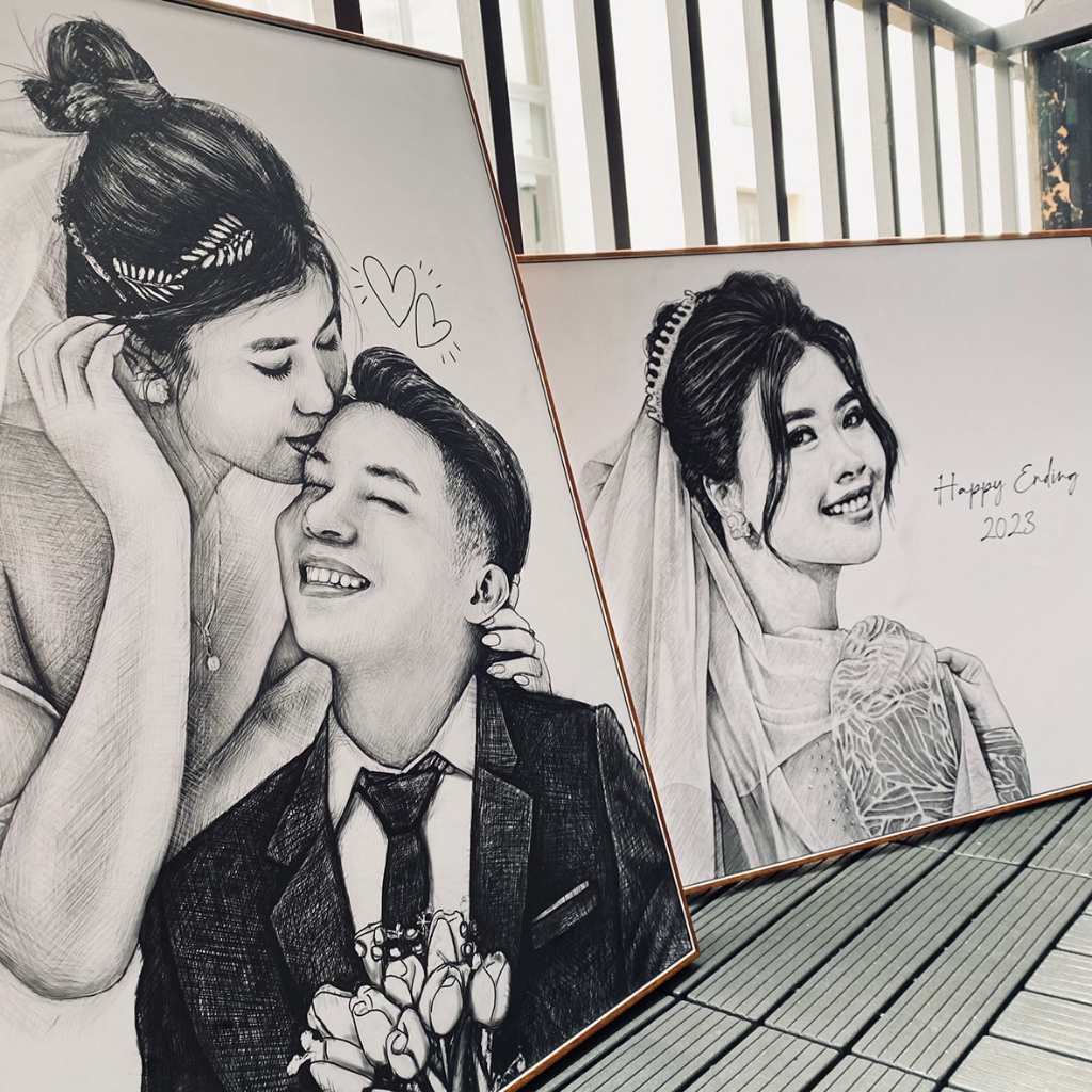 SILK PHOTO FRAME - MIRROR SHADOW - EMERGED WOOD - TABLE - DECORATION 40x50cm, 40x60cm - คุณภาพสูง