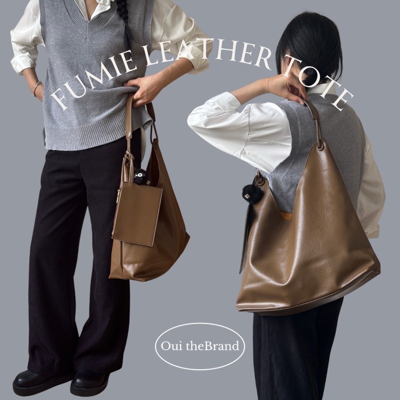 [ แถมกระเป๋าสตางค์หนัง + Susu Charm ] FUMIE み Tote Oversize - กระเป๋าโท้ตมือพร้อมกระเป๋าสตางค์ FUMIE ( Ouithebrand )