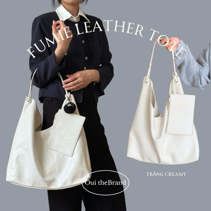 [ แถมกระเป๋าสตางค์หนัง + Susu Charm ] FUMIE み Tote Oversize - กระเป๋าโท้ตมือพร้อมกระเป๋าสตางค์ FUMIE ( Ouithebrand )