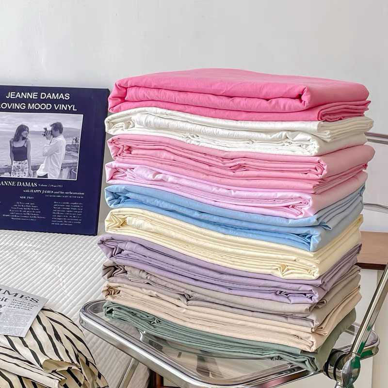 ปลอกผ้านวมมีซิป 2ม x 2ม3 เนื้อผ้าฝ้ายติซิล้วนในสีเดียว