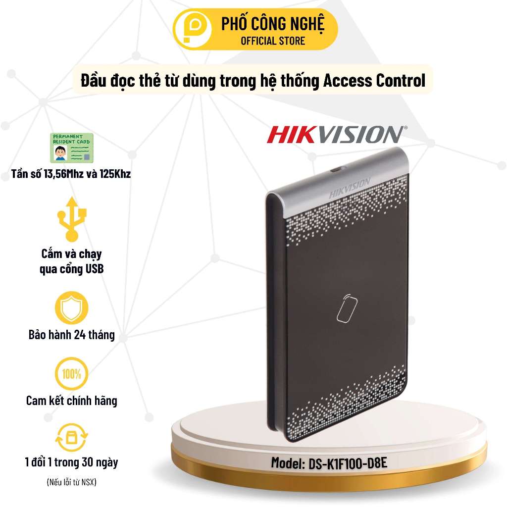 เครื่องอ่านการ์ดแม่เหล็ก Hikvision DS-K1F100-D8E สําหรับระบบควบคุมการเข้าออกและตั้งเวลา
