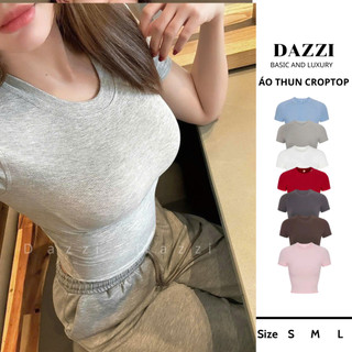Áo thun nữ croptop cổ tròn DAZZI vải COTTON mịn,áo thun Croptop DAZZi Women,áo Croptop nữ đẹp A024