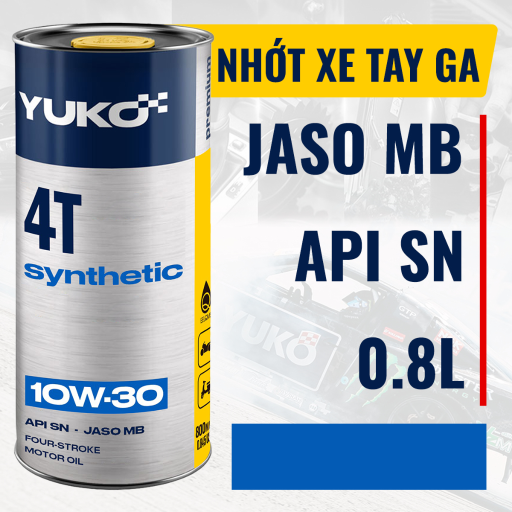 YUKO SYNTHETIC 10W30 0.8L API SN JASO MB น้ํามันหล่อลื่นสกู๊ตเตอร์ - รุ่น 2025 - Yuko 10W30