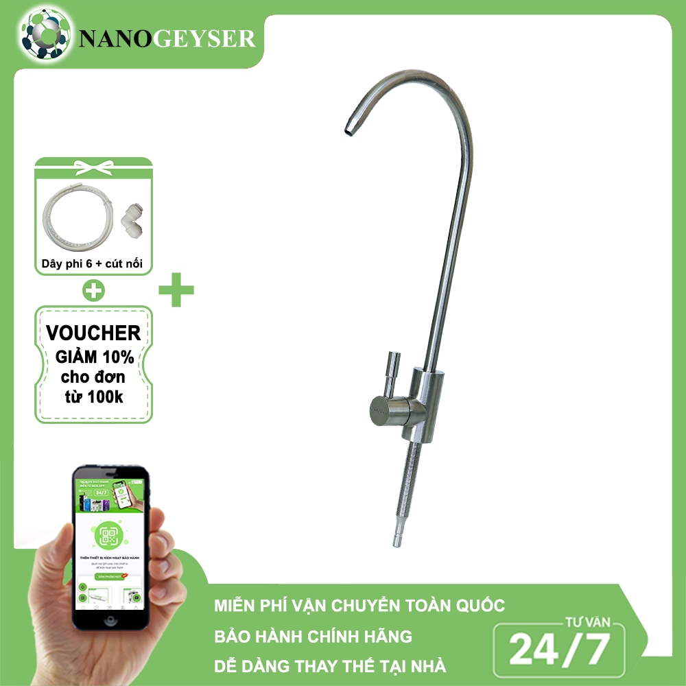 ก๊อกน้ําเครื่องกรองน้ํา ก๊อกน้ําสแตนเลส 304 Nano Geyser ก๊อกน้ําไร้สารตะกั่ว ฟรีขั้วต่อด่วนและลวด 6 