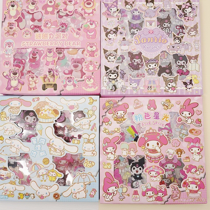 กล่อง 96 สติ๊กเกอร์ Kuromi, Melody, Cinnamoroll Funky Town สําหรับตกแต่งสมุด ขวดน้ํา และปากกาน้ํา