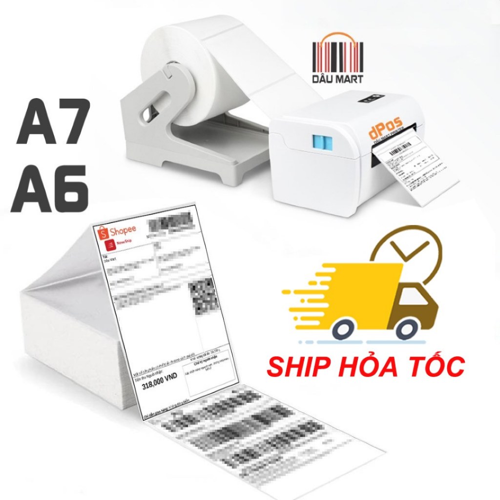 กระดาษพิมพ์อีคอมเมิร์ซ แสตมป์การจัดส่ง A6 A7 สําหรับ dPos DT426B PR421, DT108B XP470B, XP420B, HPRT 