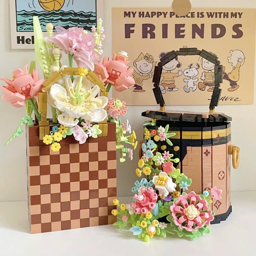 Funky Town ของเล่นประกอบปริศนาตะกร้าดอกไม้น่ารักสําหรับตกแต่งโต๊ะ ของขวัญสําหรับเด็กผู้หญิง