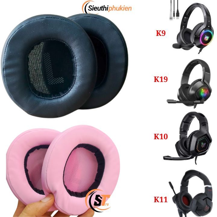 Onikuma K9 / K10 / K11 / K19 ฝาครอบหูฟังสีดําและสีชมพู, เคสหูฟัง Onikuma