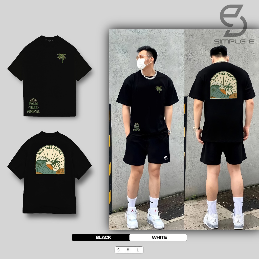 เสื้อยืด Unisex Local Brand BRAND SIMPLE "E" Form Oversize Cotton 100% Palm.