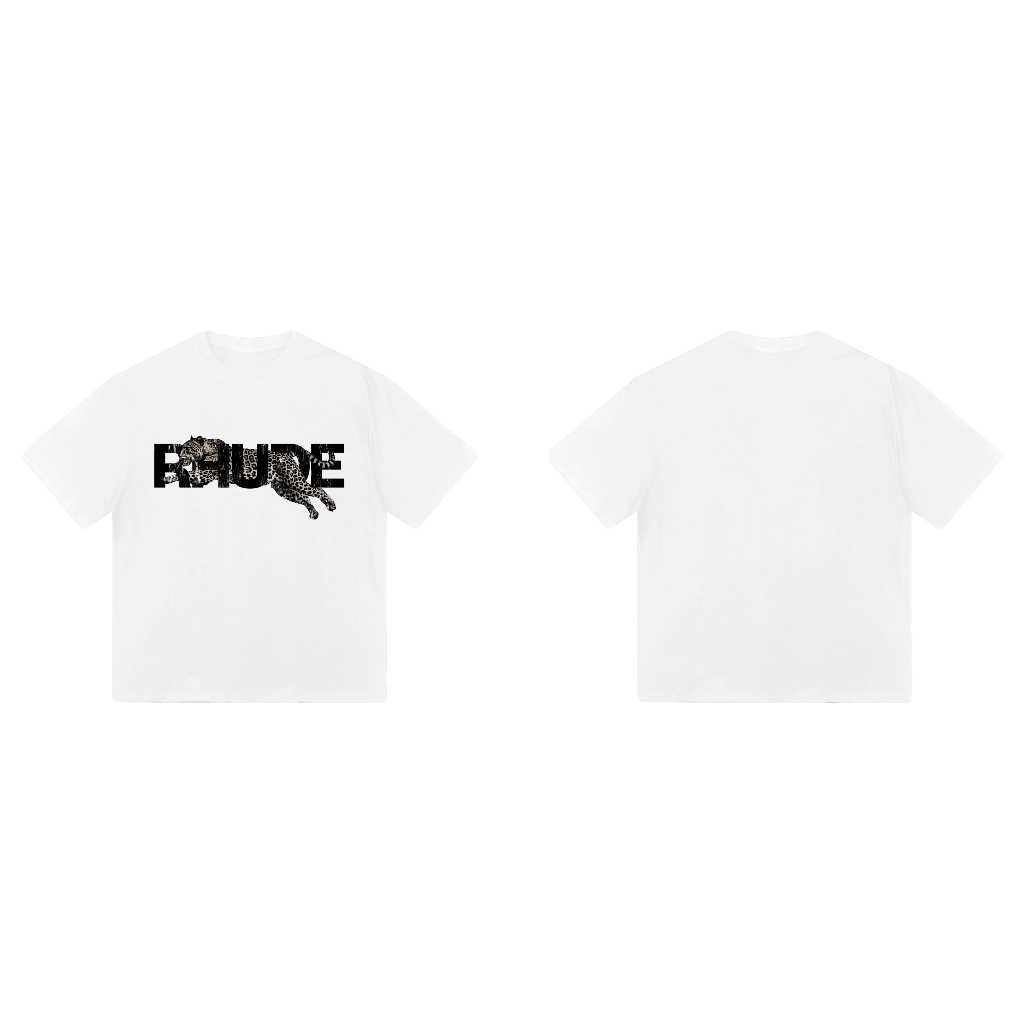 Rhude เสื้อยืดแขนสั้น unisex สําหรับผู้ชายและผู้หญิงในผ้าฝ้ายคุณภาพสูง โอเวอร์ไซส์ 250gsm