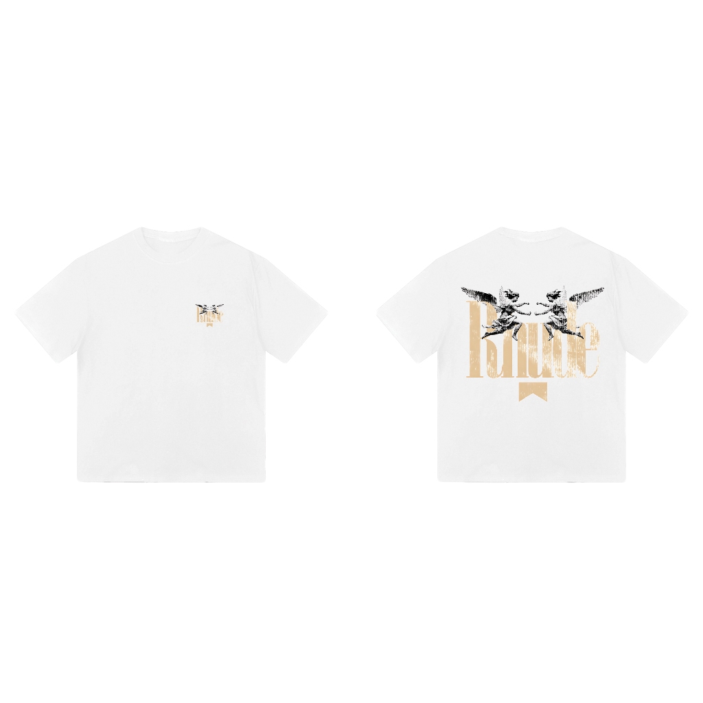 Rhude Angel เสื้อยืดแขนสั้น unisex สําหรับผู้ชายและผู้หญิงในผ้าฝ้ายคุณภาพสูง โอเวอร์ไซส์ 250gsm