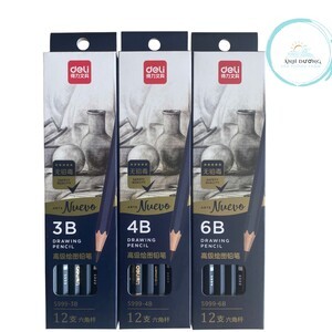 DELI S999 3B,4B,6B ดินสอสเก็ตช์ระดับพรีเมี่ยม - ดินสอเทคนิค ตัวเครื่องไม้ กราไฟท์ ทรายเรียบ