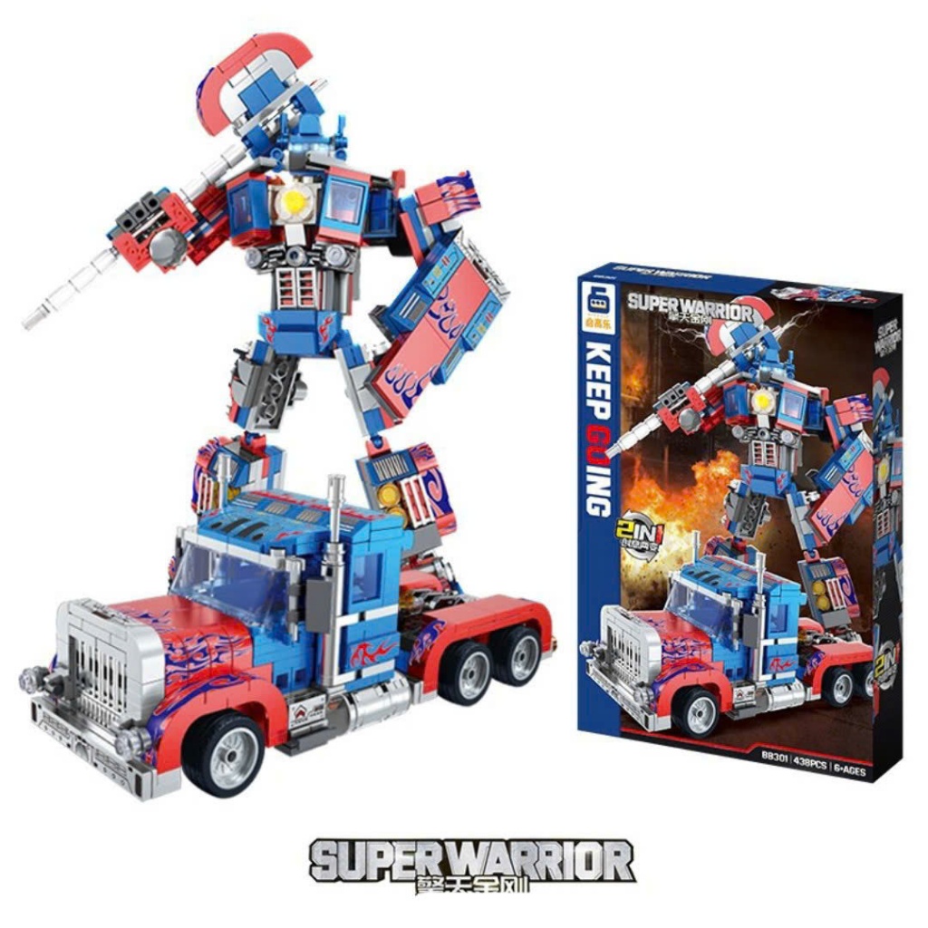 Super Warrior Transform BB301 ของเล่นประกอบ super Warrior Optimus 2in1 การเปลี่ยนแปลง Robot 438 ชิ้น
