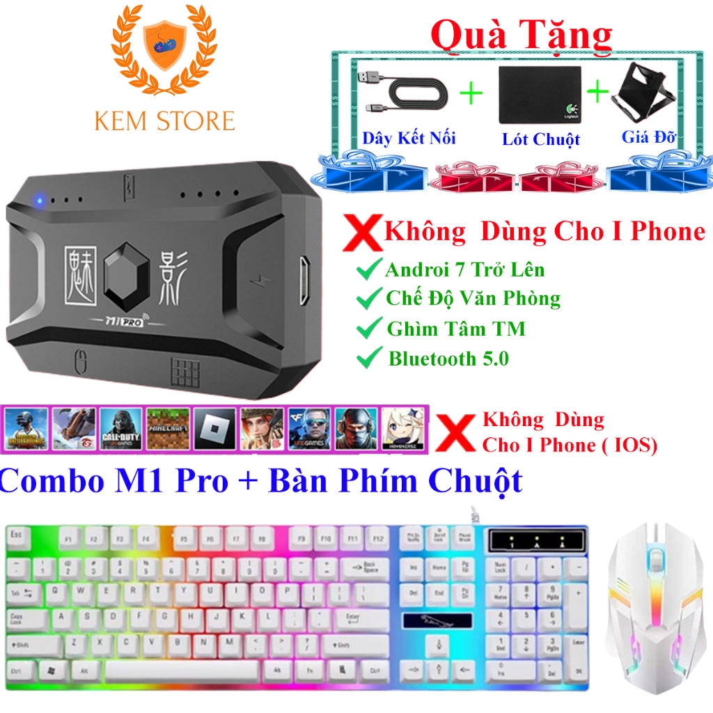 Meiying M1Pro bluetooth 5.0 อะแดปเตอร์สําหรับเล่นเกม Combo สําหรับเล่น PUBG Mobile, Free Fire, CF Mo