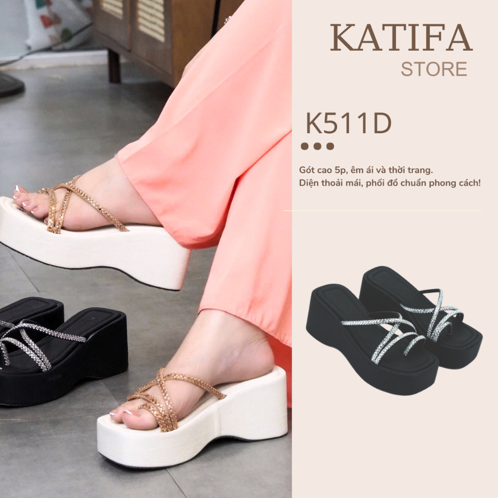 KATIFA K511D 7P รองเท้าแตะส้นเตารีดพร้อมคลิปหนีบหิน พื้น PU น้ําหนักเบาเป็นพิเศษและสะดวกสบาย 12T