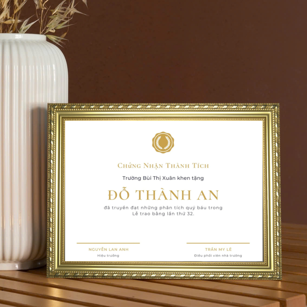 กรอบรูป - กรอบใบรับรอง 21X30cm(A4)/ 25x35cm(B4)/30x42cm(A3) Classic Gold Border, Mica Surface Wall M