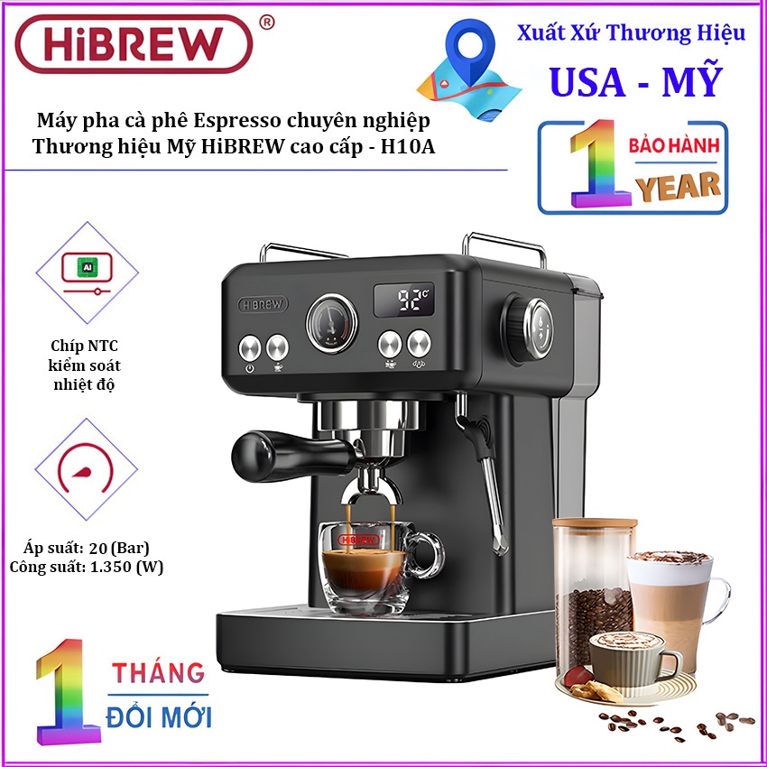 [HOT Color] - เครื่องชงกาแฟเอสเปรสโซมืออาชีพแบรนด์ HiBREW ระดับไฮเอนด์ H10A - สินค้าของแท้