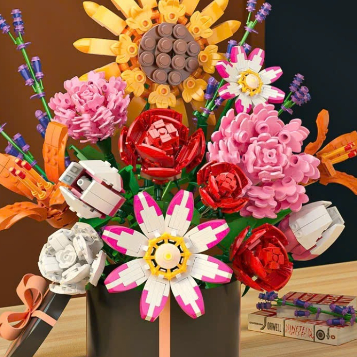 ชุดของเล่นประกอบปริศนาแจกันดอกไม้ตกแต่ง Funky Town ของเล่นประกอบ ของขวัญสําหรับเด็กผู้หญิง