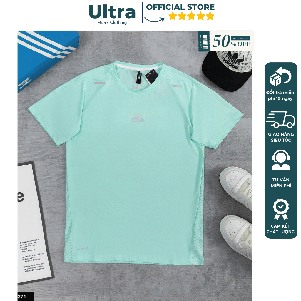 ADIDAS คุณภาพสูง เสื้ออดิดาส คอกลมเนื้อเย็นเข้ารูปสวย พิเศษ เอ่อ5271 เสื้อกีฬายางยืดเย็นชายฤดูร้อน20