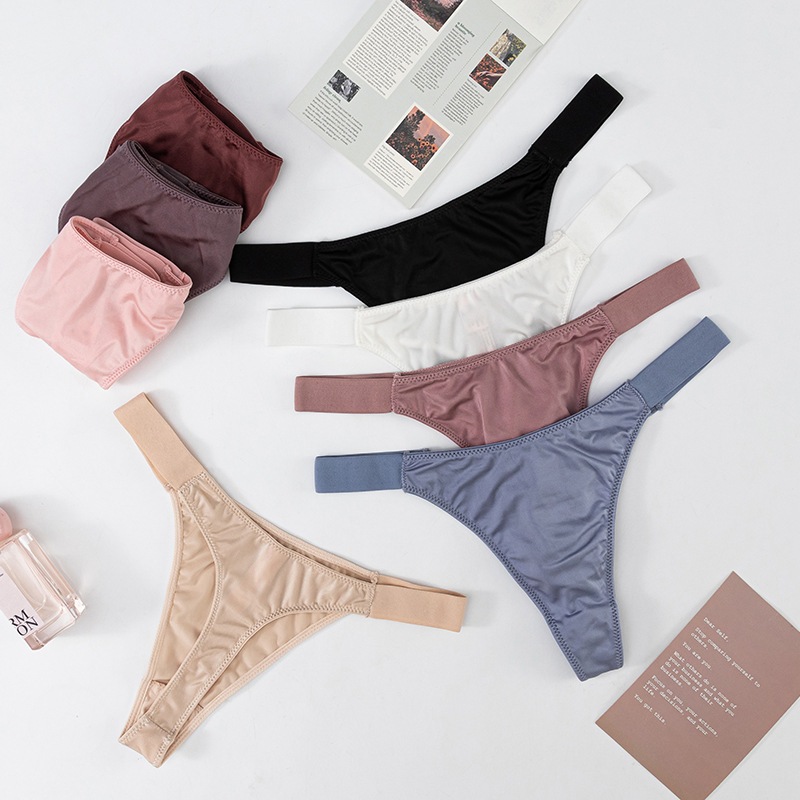 Combo of 5 Voronin Q8255 Smooth Silk กางเกงชั้นในผ่าผู้หญิง Soft - Cool - Good Elasticity Size ML
