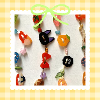 Ghibli Studio Button Bracelet - สร้อยข้อมือเชือกขี้ผึ้งการ์ตูนแฮนด์เมด - Stitchystuffses